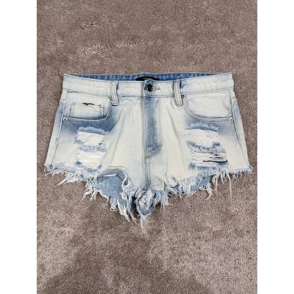 Forever 21 Distressed Cutoff Denim Shorts Size 27 Frayed Booty Jean - Picture 1 of 5